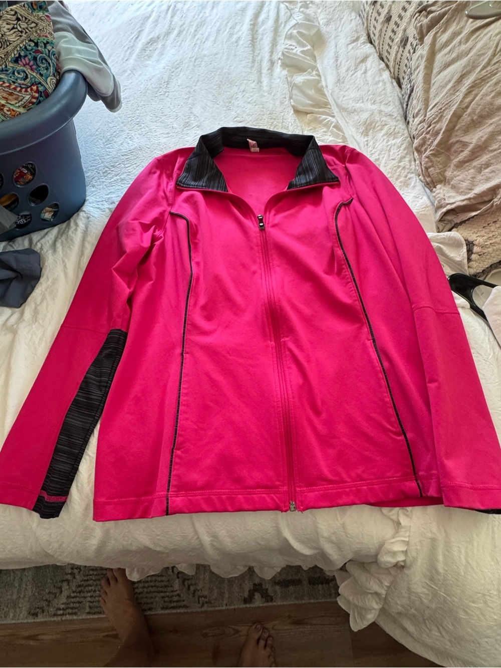 Under Armour Hot Pink Bomber Jacket with Black Trim